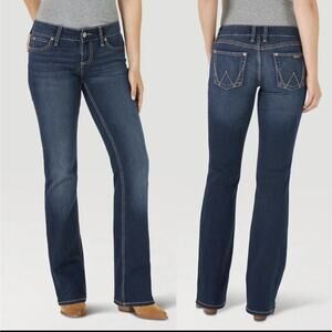 Wrangler Retro Mae Mid Rise Boot Cut Jeans Blue Stretch Denim Womens 13x32 Rodeo